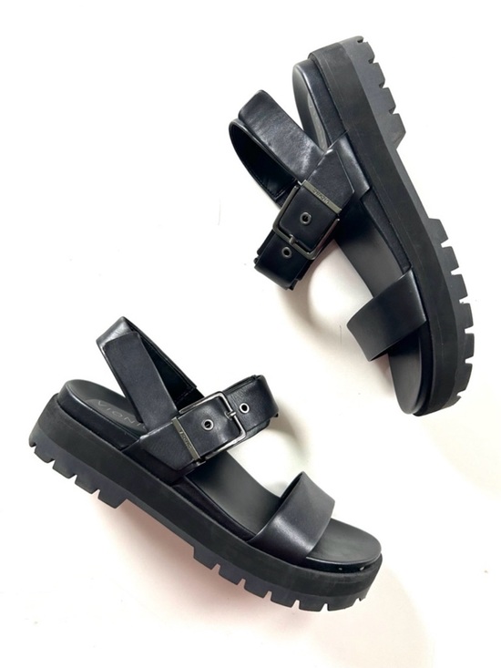 Vionic Shoes - Vionic Black Premium Leather Torrance Platform Lug Sandals